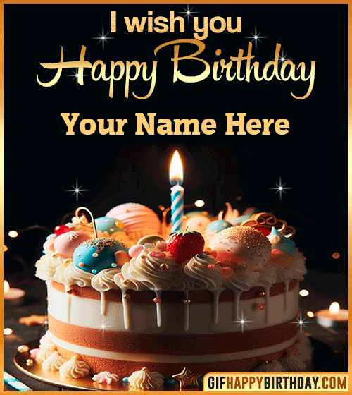 Cake gif Happy Birthday  with name edit