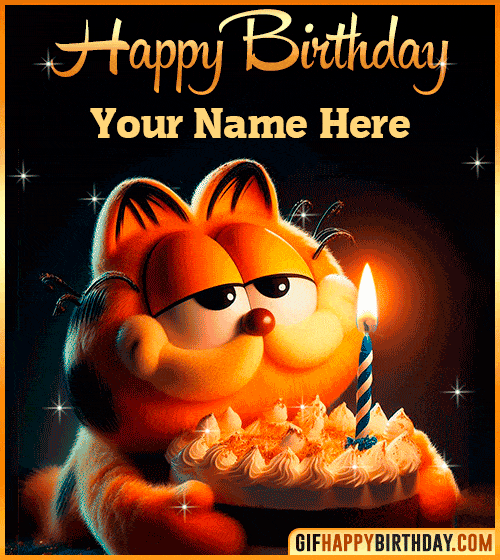 Garfield Happy Birthday gif for  with name edit