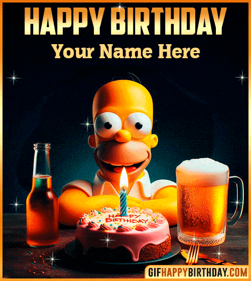 Homer Simpson Happy Birthday gif  with name edit