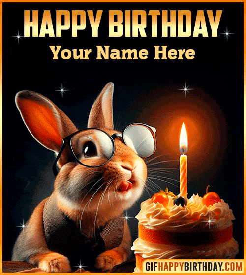 Gif Rabbit Happy Birthday  with name edit