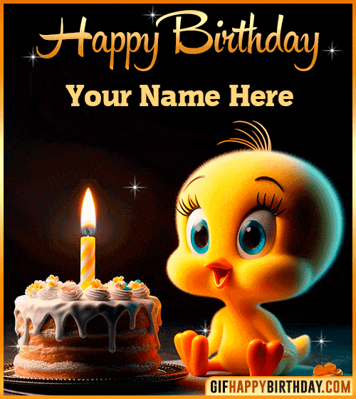 Tweety Bird Happy Birthday gif  with name edit