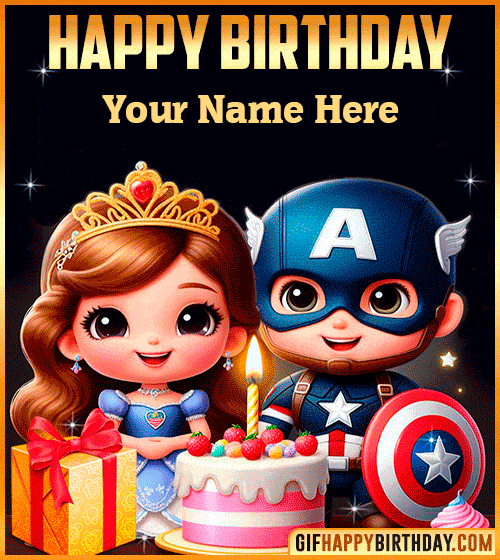 Captain America and Princess Sofia Happy Birthday for  with name edit
