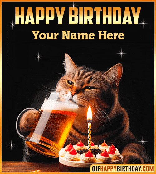 Cat Funny Happy Birthday  with name edit