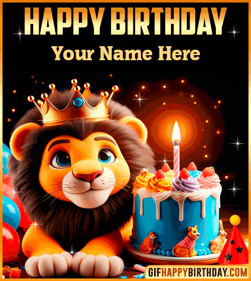 Lion King Happy Birthday Gif  with name edit